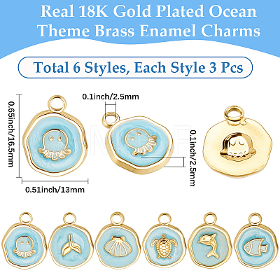 18Pcs 6Styles 304 Stainless Steel Pendants STAS-BBC0010-35B-1