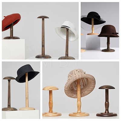 Wooden Dome Shaped Stem Hat Rack AJEW-I051-01A-01-1