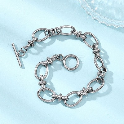 304 Stainless Steel Oval Link Chain Bracelets for Women BJEW-JB12855-02-1
