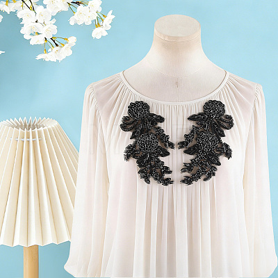 1Pair Flower Beading Cloth Embroidery Ornaments Accessories DIY-FG0010-47B-1