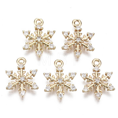 Brass Micro Pave Cubic Zirconia Charms for Christmas X-KK-R111-033-1