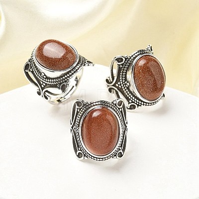 Synthetic Goldstone Adjustable Rings RJEW-I108-02AS-01-1