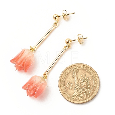 Acrylic 3D Flower Dangle Stud Earrings EJEW-JE04935-1