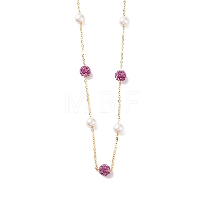 Polymer Clay Rhinestone Beads  Beads Necklace BJEW-B078-03G-1
