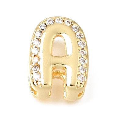 26Pcs 26 Styles Brass Micro Pave Clear Cubic Zirconia Initial Spacer Bars KK-E802-34G-1