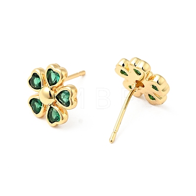 Rack Plating Brass Cubic Zirconia Stud Earrings for Women EJEW-G311-07G-1