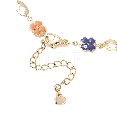 Brass Enamel Evil Eye Clover Link Chain Necklaces NJEW-JN05762-1