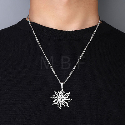 201 Stainless Steel Pendant Necklaces for Man NJEW-Q336-02G-P-1