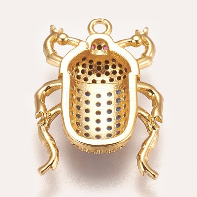 Brass Micro Pave Cubic Zirconia Pendants X-ZIRC-K078-04G-1