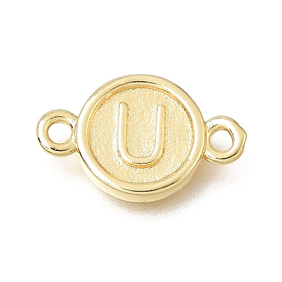 Brass Disc with Initial Links Connector Charms KK-E802-36G-U-1