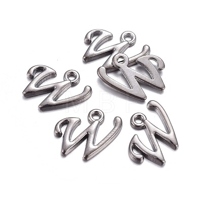 Gunmetal Plated Alloy Letter Pendants PALLOY-J718-01B-W-1