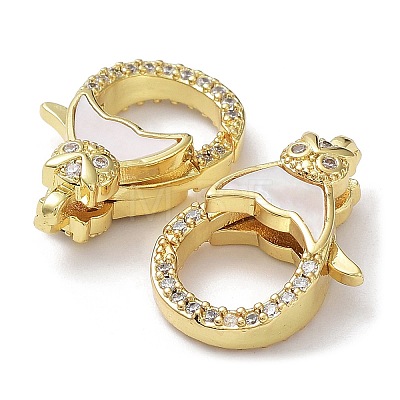 Rack Plating Brass Micro Pave Clear Cubic Zirconia Lobster Claw Clasps KK-F858-07B-G-1