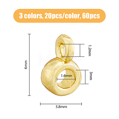 60Pcs 3 Colors Brass Tube Bails KK-FH0005-40-1