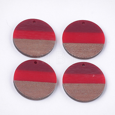 Tri-color Resin & Walnut Wood Pendants RESI-S358-78C-1