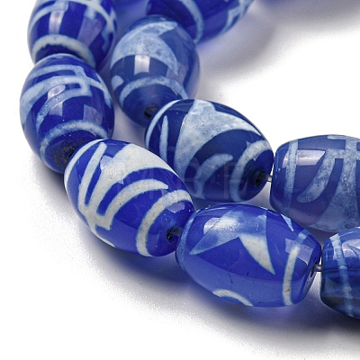 Blue Tibetan Style dZi Beads Strands TDZI-NH0001-C15-01-1
