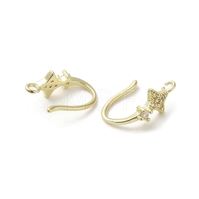 Brass Micro Pave Cubic Zirconia Earring Hooks KK-C048-13G-G-1