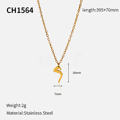 304 Stainless Steel Arabic Initial Letter Pendant Necklaces FS-WG7B6CA-14-1