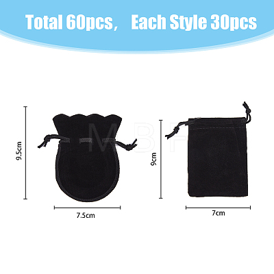 60Pcs 2 Style Velvet Bags TP-HY0001-11-1