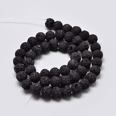 Natural Lava Rock Round Bead Strands X-G-I124-8mm-10-1