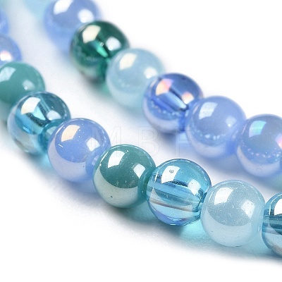 Transperant Electroplate Glass Beads Strands X-GLAA-P056-4mm-B03-1