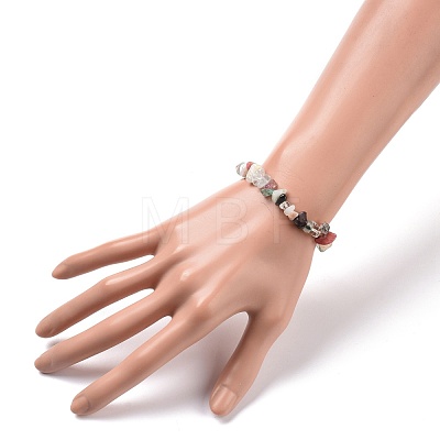Mixed Gemstone Chips Stretch Bracelet for Kids BJEW-JB08431-02-1