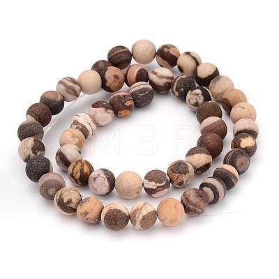 Frosted Round Natural Zebra Jasper Beads G-J338-01-8mm-1