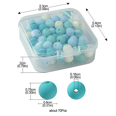 70Pcs Rubberized Style Acrylic Beads MACR-FS0001-71A-1