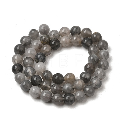 Natural Gemstone Cloudy Quartz Faceted Round Bead Strands G-O021-8mm-03B-1
