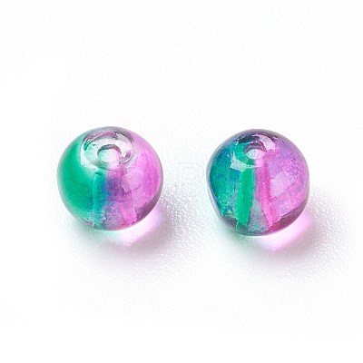 Two Tone Transparent Glass Beads GLAA-G065-01-1