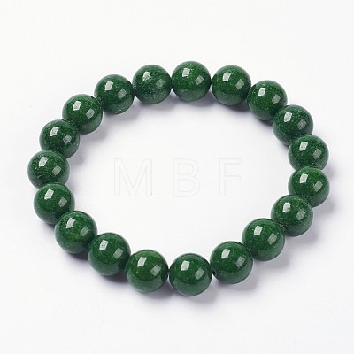 Natural Mashan Jade Beaded Stretch Bracelet BJEW-P207-28-8mm-1