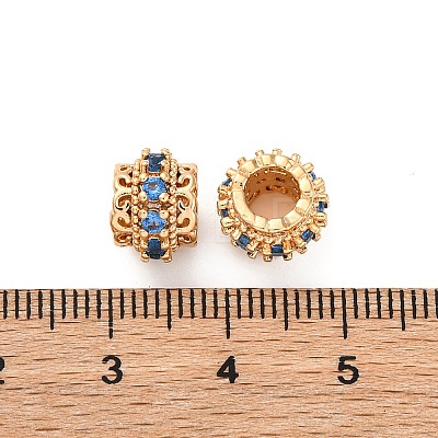 Brass Micro Pave Cubic Zirconia European Beads KK-H513-06G-1