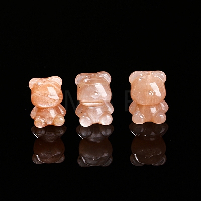 Natural Peach Moonstone Carved Bear Beads PW-WG3BA8C-01-1