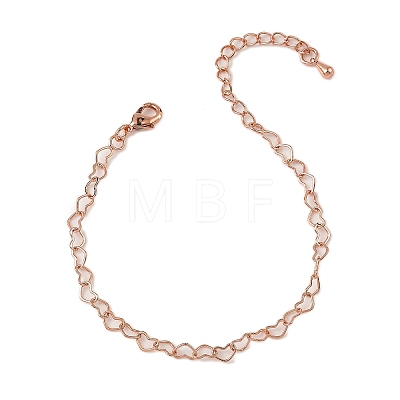 Brass Heart Link Bracelets for Women BJEW-G735-07RG-1