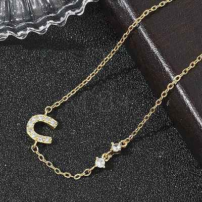 Brass Micro Pave Clear Cubic Zirconia Link Bracelets BJEW-E114-01D-G-1