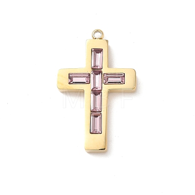304 Stainless Steel Rhinestone Pendants STAS-L022-085G-07-1