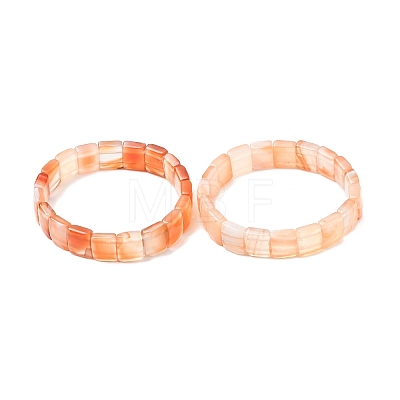 Dyed & Heated Natural Carnelian Faceted Beaded Stretch Bracelets for Women BJEW-K251-08E-1