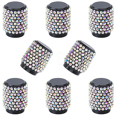 8Pcs Rubber Rhinestone Tire Valve Stem Caps FIND-GF0009-36B-1
