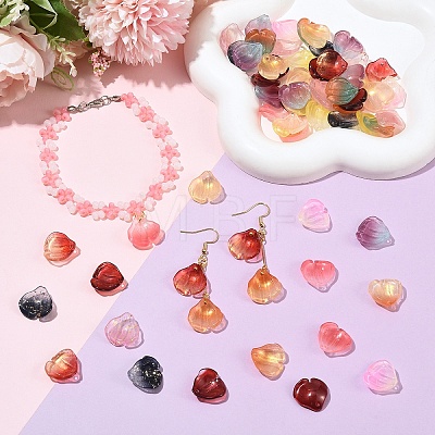 110Pcs 11 Colors Transparent Glass Petal Pendants GLAA-YW0005-86-1