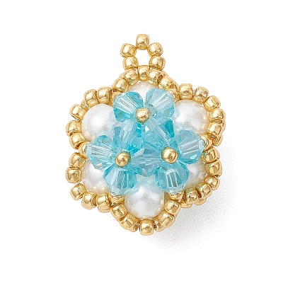 Glass Seed Beaded Pendants PALLOY-MZ01288-02-1