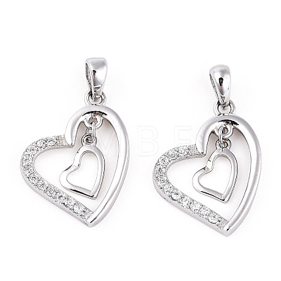 Rhodium Plated 925 Sterling Silver Micro Pave Clear Cubic Zirconia Pendants STER-T007-49P-1