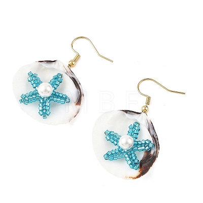 Natural Shell Dangle Earrings EJEW-MZ00754-1