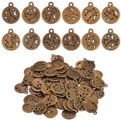 84 Pieces Zodiac Sign Charm Pendants 12 Constellation Charm Pendant Alloy Charm for Jewelry Necklace Earring Making Crafts JX557C-1