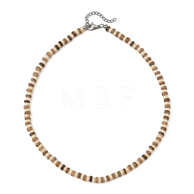 5MM Natural Coconut and Synthetic Turquoise Heishi Beads Necklaces NJEW-JN06627-1