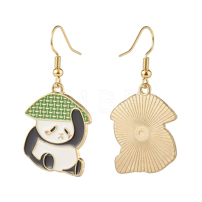 Panda Alloy Enamel Dangle Earrings EJEW-JE04773-1