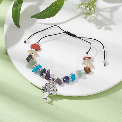 Chakra Natural & Synthetic Gemstone Braided Bead Bracelets BJEW-JB09824-01-1