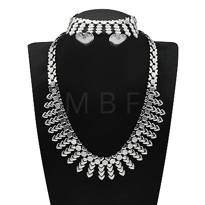 Alloy Chain Necklaces & Stud Earrings & Bracelets Sets FS-WG5EDEB-10-1