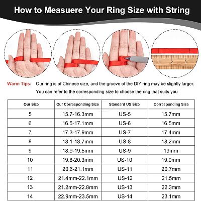 Unicraftale 18pcs 6 Style 304 Stainless Steel Grooved Finger Ring Settings STAS-UN0040-58-1