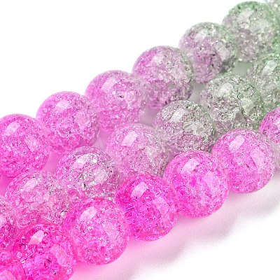 Spray Painted Crackle Glass Beads Strands DGLA-C002-8mm-08-1