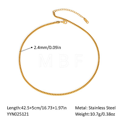 2.4MM 304 Stainless Steel Curb Chain Necklaces for Summer DB5520-1-1