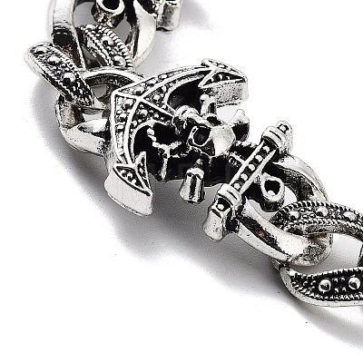 Retro Alloy Skull Anchor Link Chain Bracelets for Women Men BJEW-L684-001AS-1